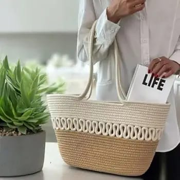 Trendy Straw Large Top Handle Bag For Women