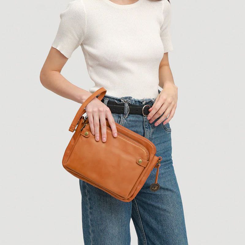 Genuine Brown Leather Cross Body Bags For Women