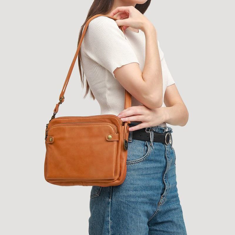 Genuine Brown Leather Cross Body Bags For Women